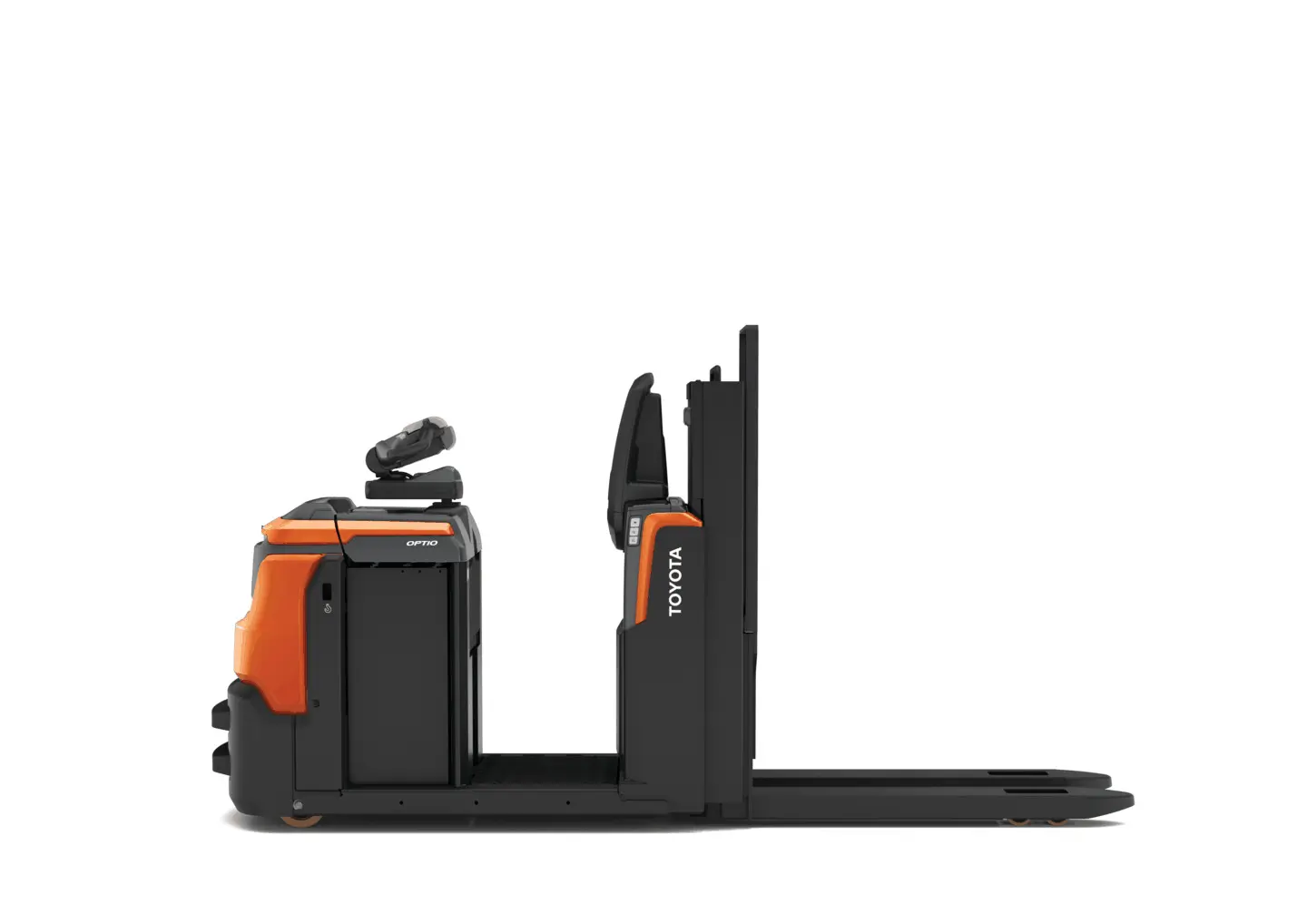 Toyotan matalakeräilytrukki nousevalla keräilytasolla